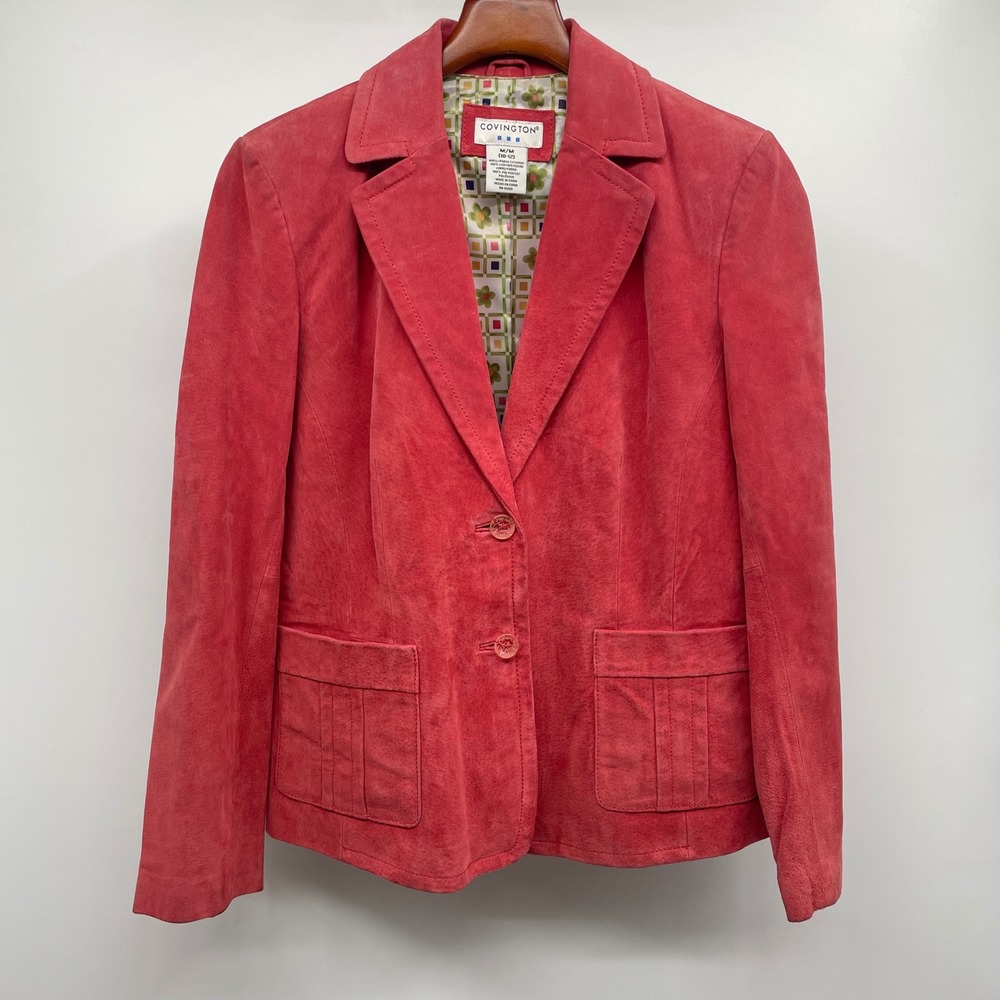 Suede Leather Blazer, Jacket, Covington, Ladies M, Pretty pink